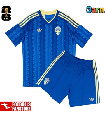 Sverige Bortatröja Barn VM 2026 Kortärmad (+ Korta byxor)
